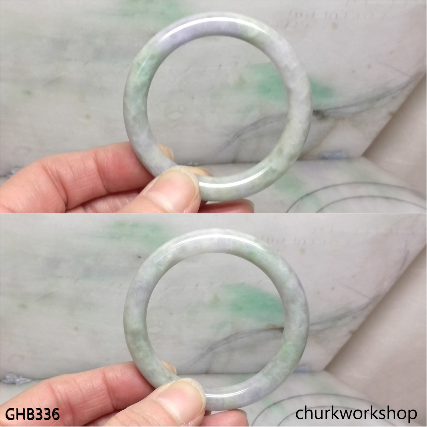 Grayish lavender mix green jade bangle