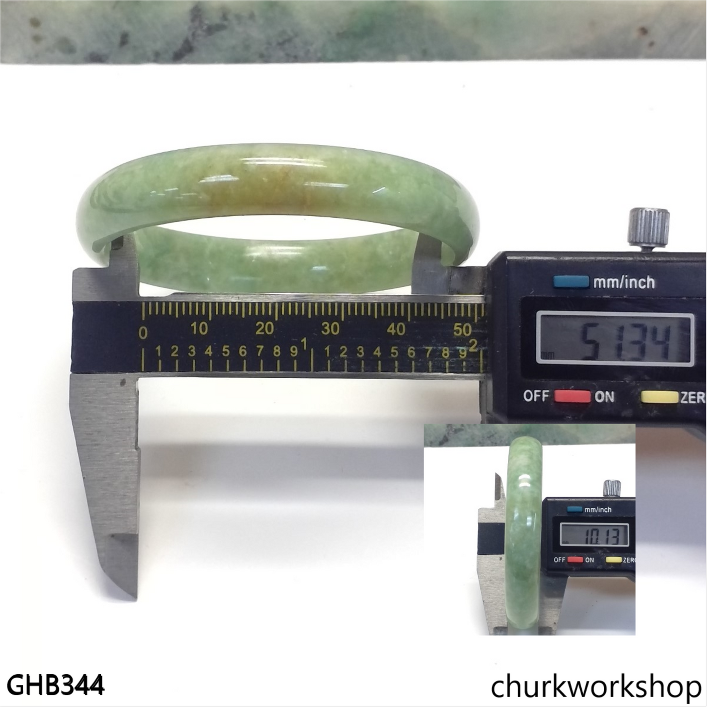 Small light pea green jade bangle