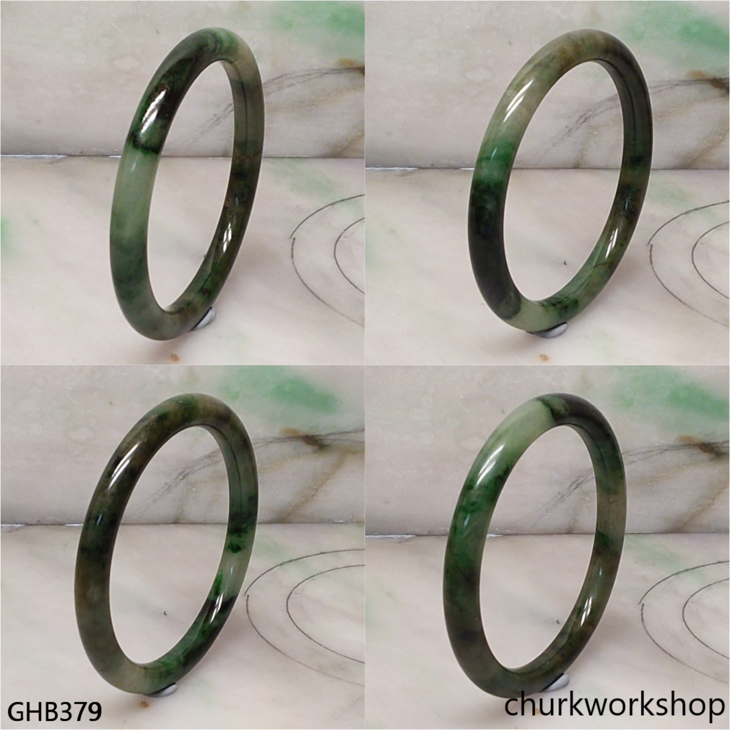 Small dark green jade bangle