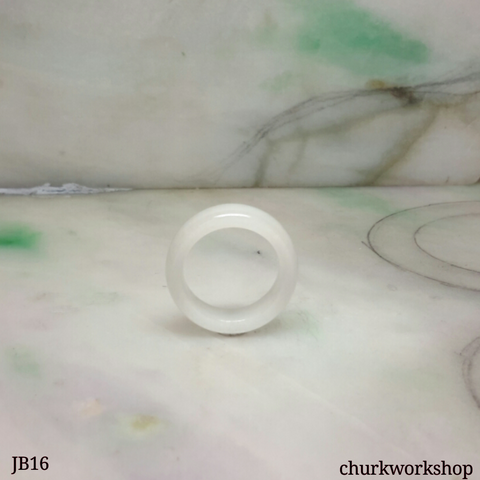 White  jade band pinkie ring, unisex jade band