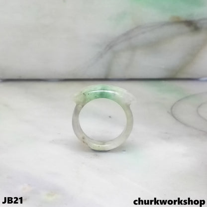 Saddle shape jade band pinkie ring, unisex jade band