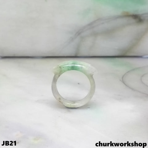 Saddle shape jade band pinkie ring, unisex jade band
