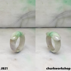 Saddle shape jade band pinkie ring, unisex jade band
