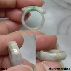 Saddle shape jade band pinkie ring, unisex jade band