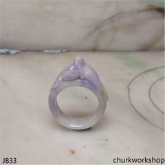 Lavender bird jade ring