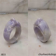 Lavender bird jade ring