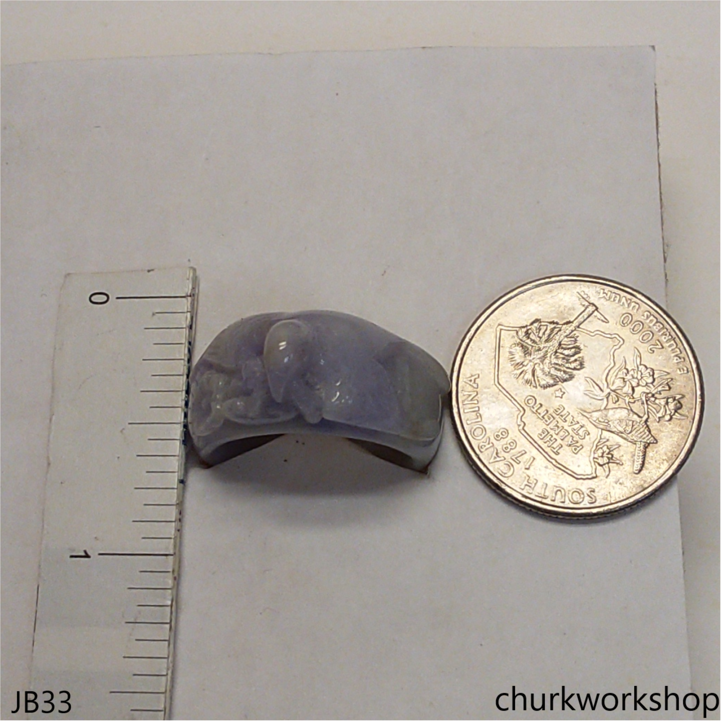 Lavender bird jade ring