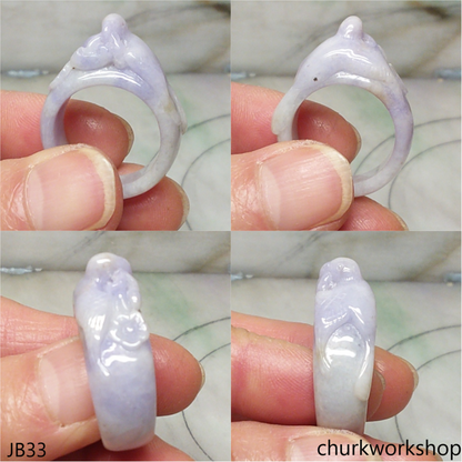 Lavender bird jade ring
