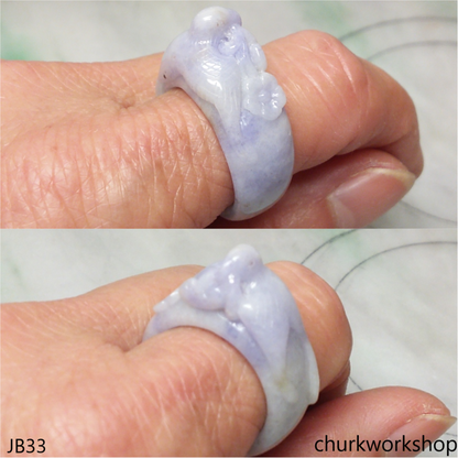 Lavender bird jade ring