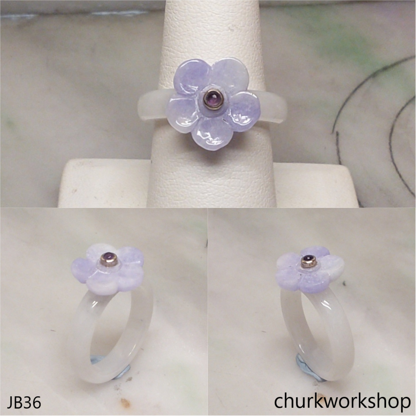 Lavender flower with white jade band