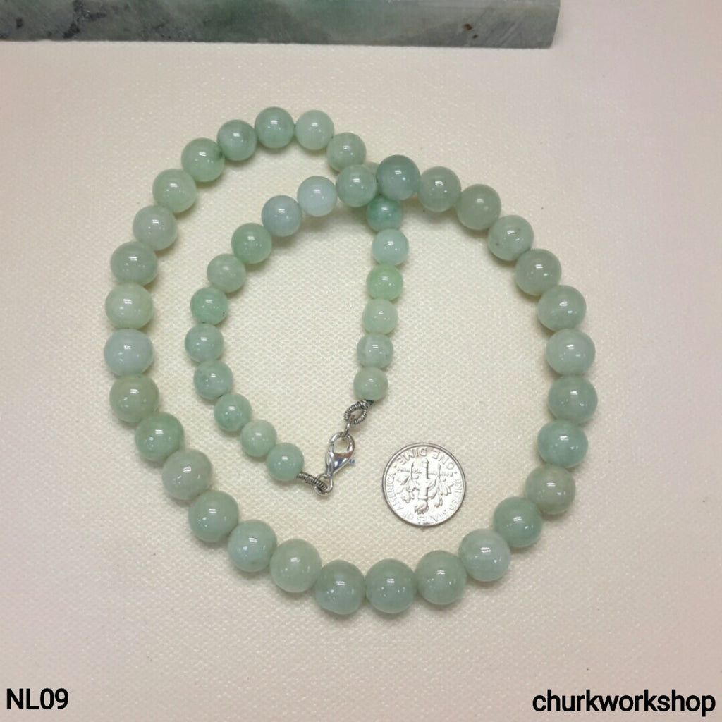 Light green jade beads necklace – Churk Work Shop