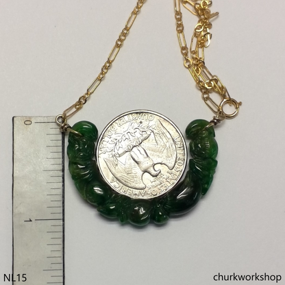 Green jade 14K gold filled necklace
