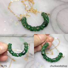 Green jade 14K gold filled necklace