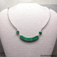 Green jade sterling silver necklace