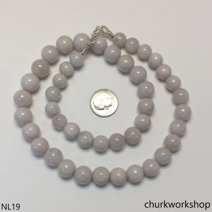 Pale lavender jade beads necklace