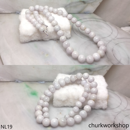 Pale lavender jade beads necklace