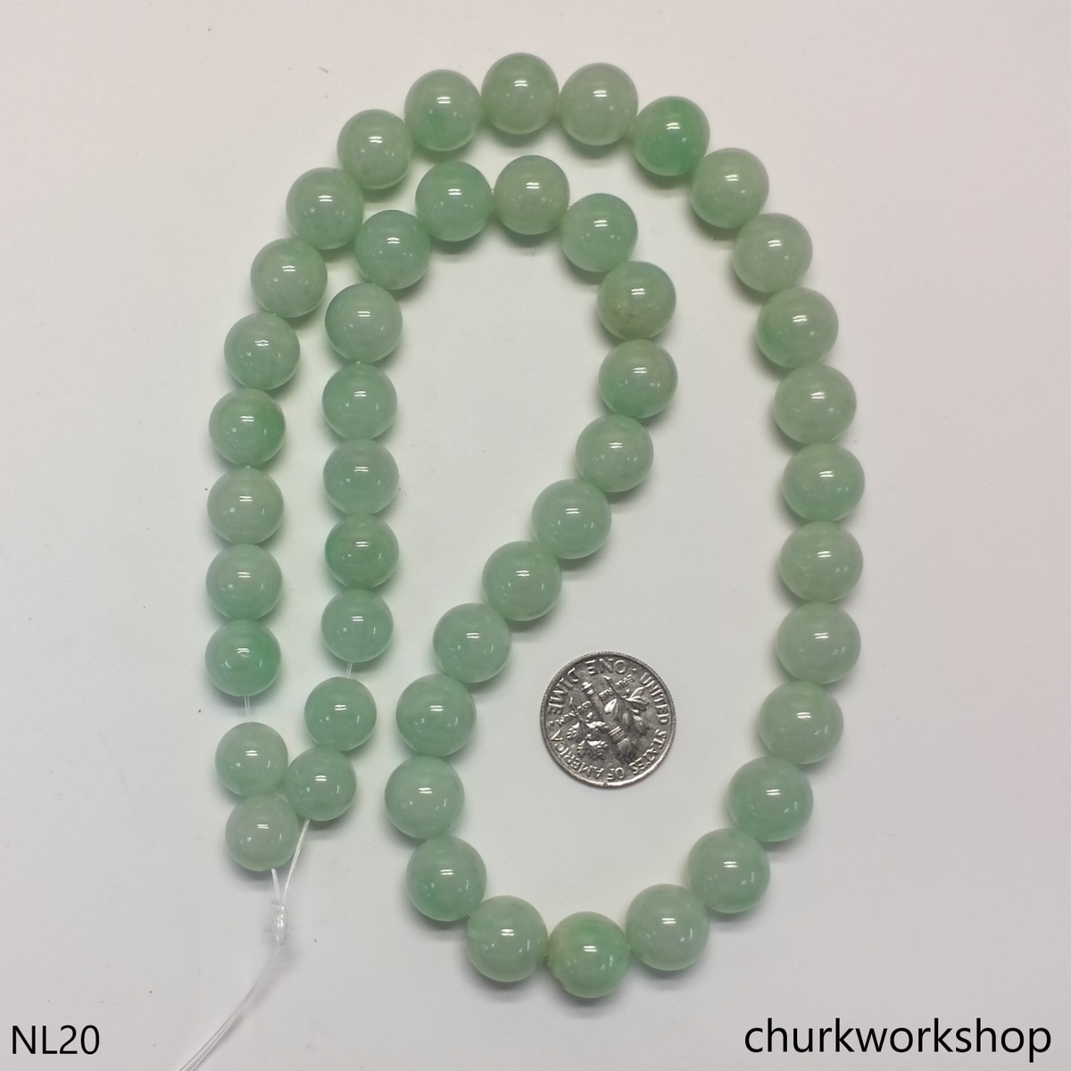 Pale green jade beads necklace