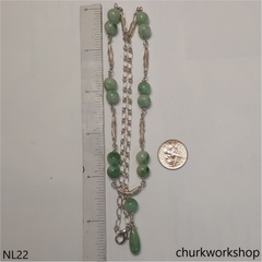 Jade beads sterling silver necklace