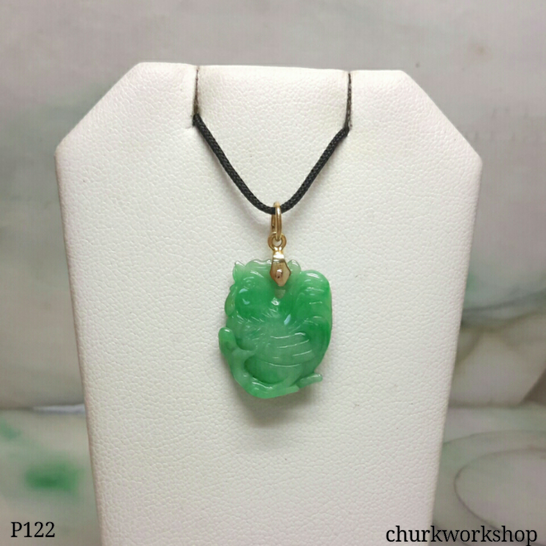 Apple green small jade rooster pendant
