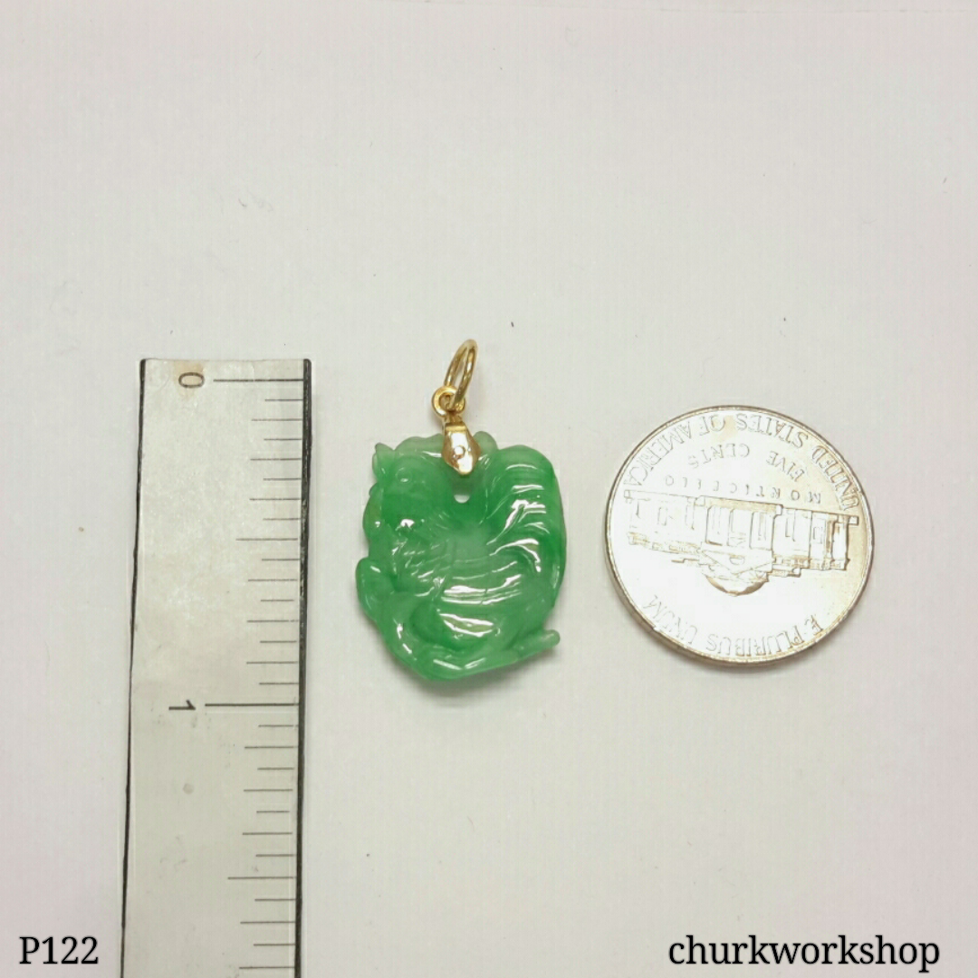 Apple green small jade rooster pendant