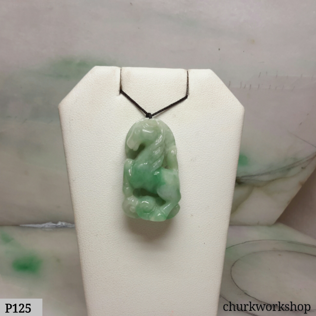 Green jade horse pendant