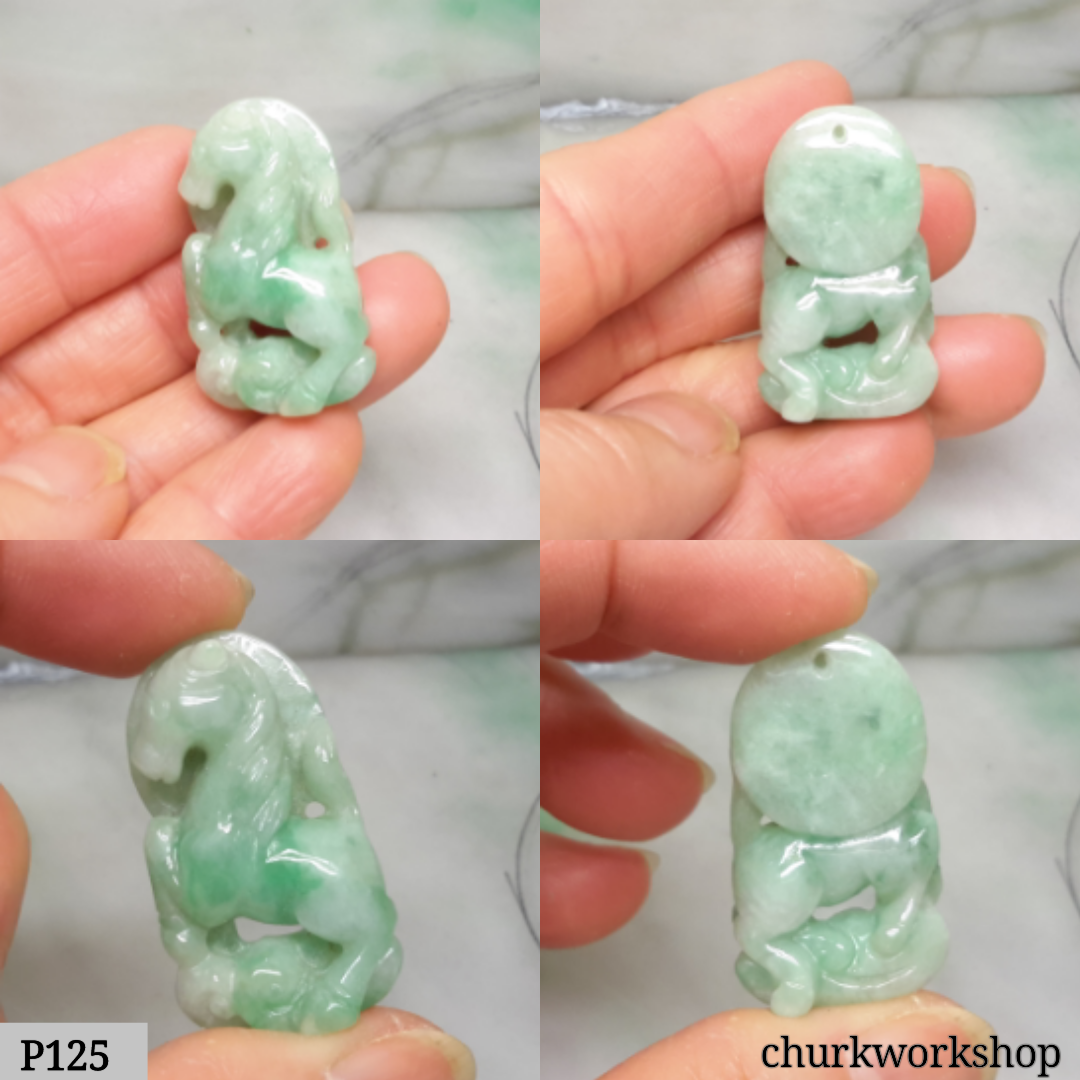 Green jade horse pendant