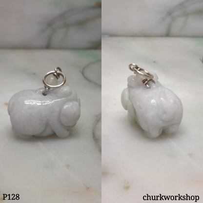 Lavender jade pig pendant with silver bail