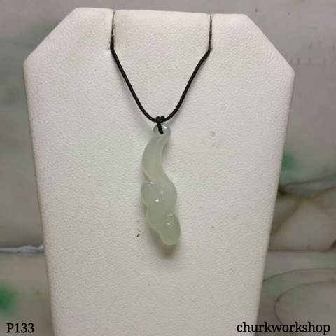 Icy jade pendant, Pale green jade Ruyi pendant