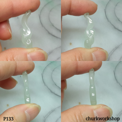 Icy jade pendant, Pale green jade Ruyi pendant