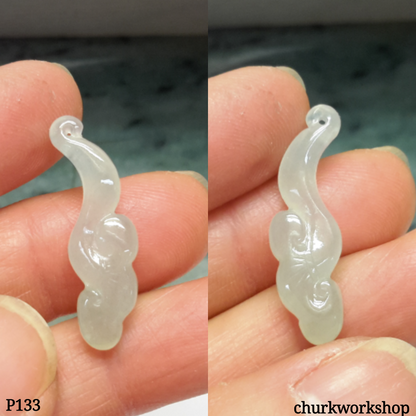 Icy jade pendant, Pale green jade Ruyi pendant