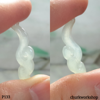 Icy jade pendant, Pale green jade Ruyi pendant