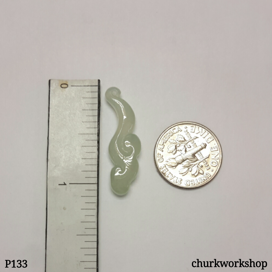 Icy jade pendant, Pale green jade Ruyi pendant