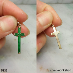 14k small jade cross pendant