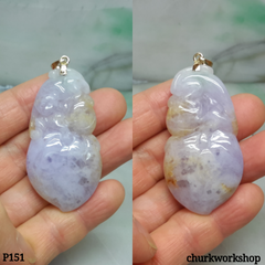 14K lavender jade carved pendant