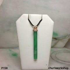 Green long jade bar pendant