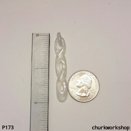 White icy infinity symbol jade pendant