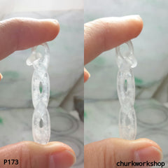 White icy infinity symbol jade pendant