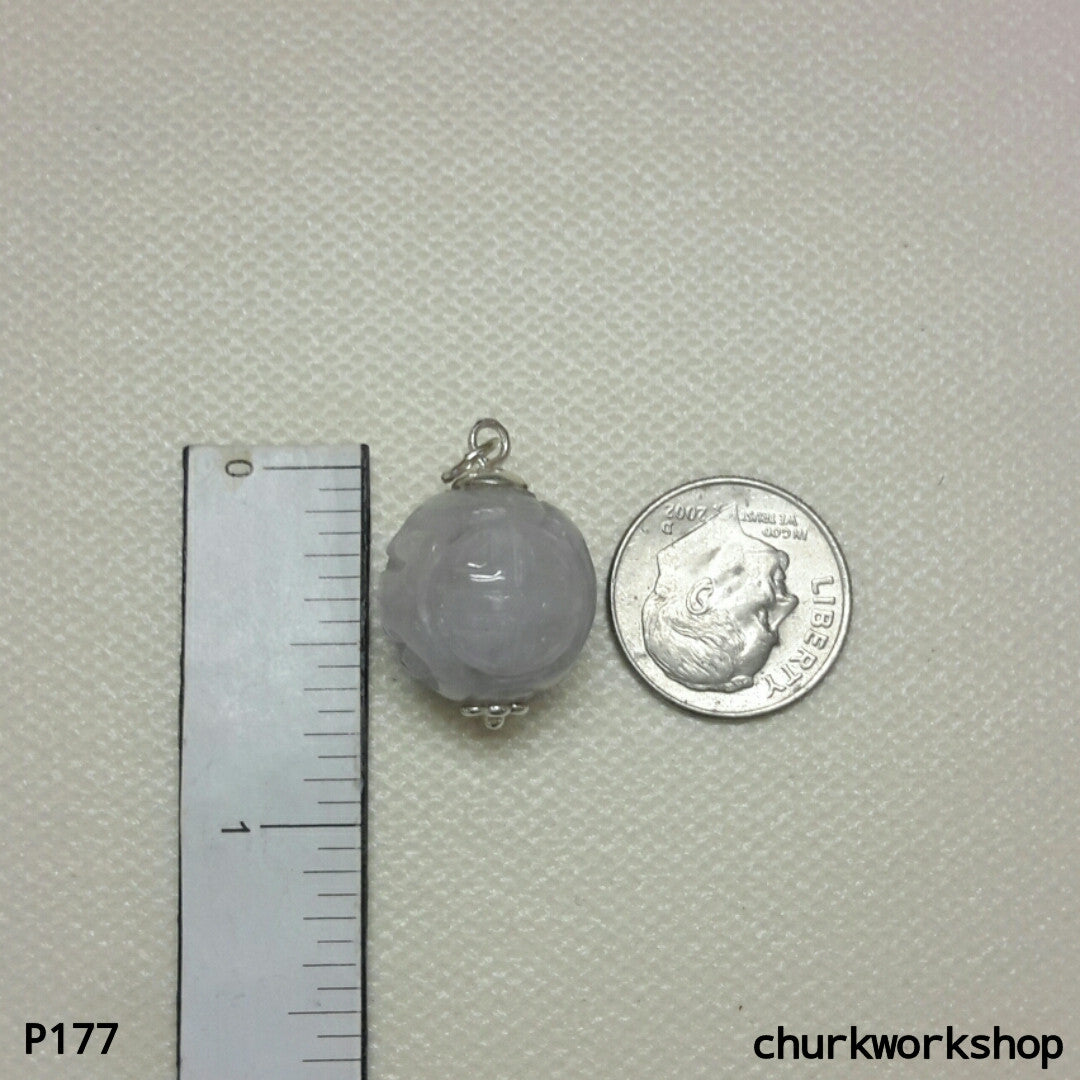 Lavender carved jade bead pendant