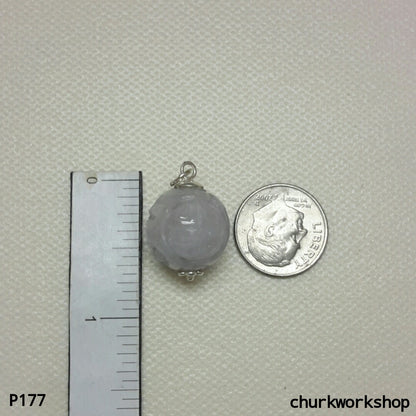 Lavender carved jade bead pendant