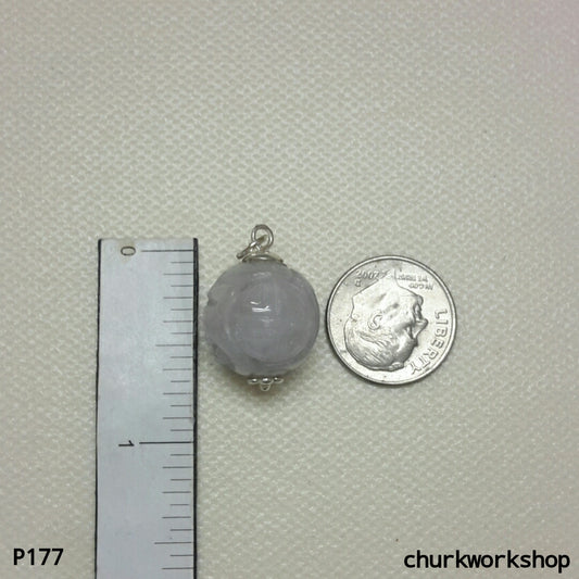 Lavender carved jade bead pendant