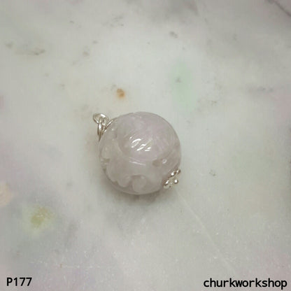 Lavender carved jade bead pendant