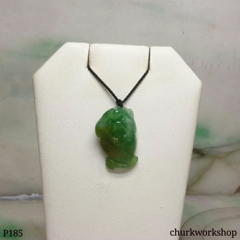 Green jade lucky frog pendant