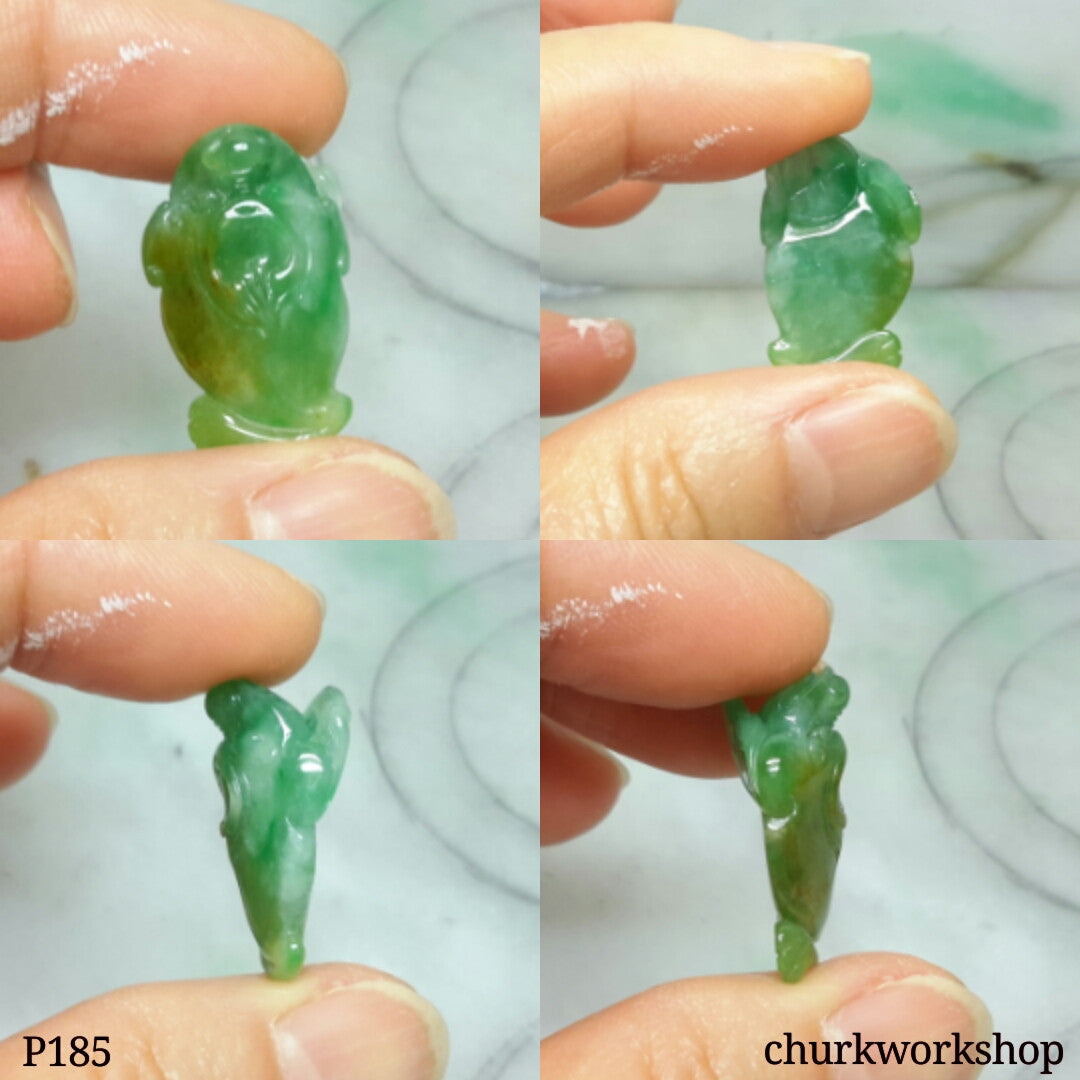 Green jade lucky frog pendant