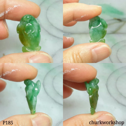Green jade lucky frog pendant
