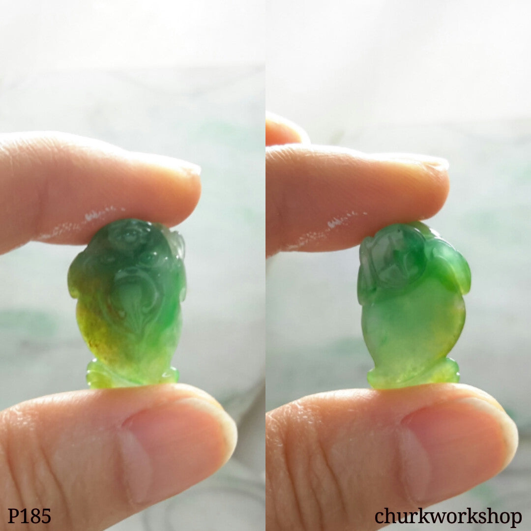 Green jade lucky frog pendant