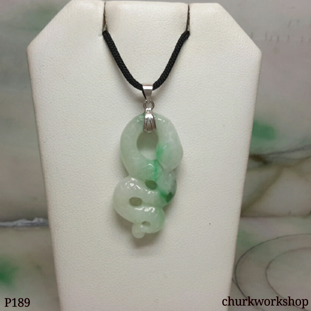 Natural color jade snake pendant