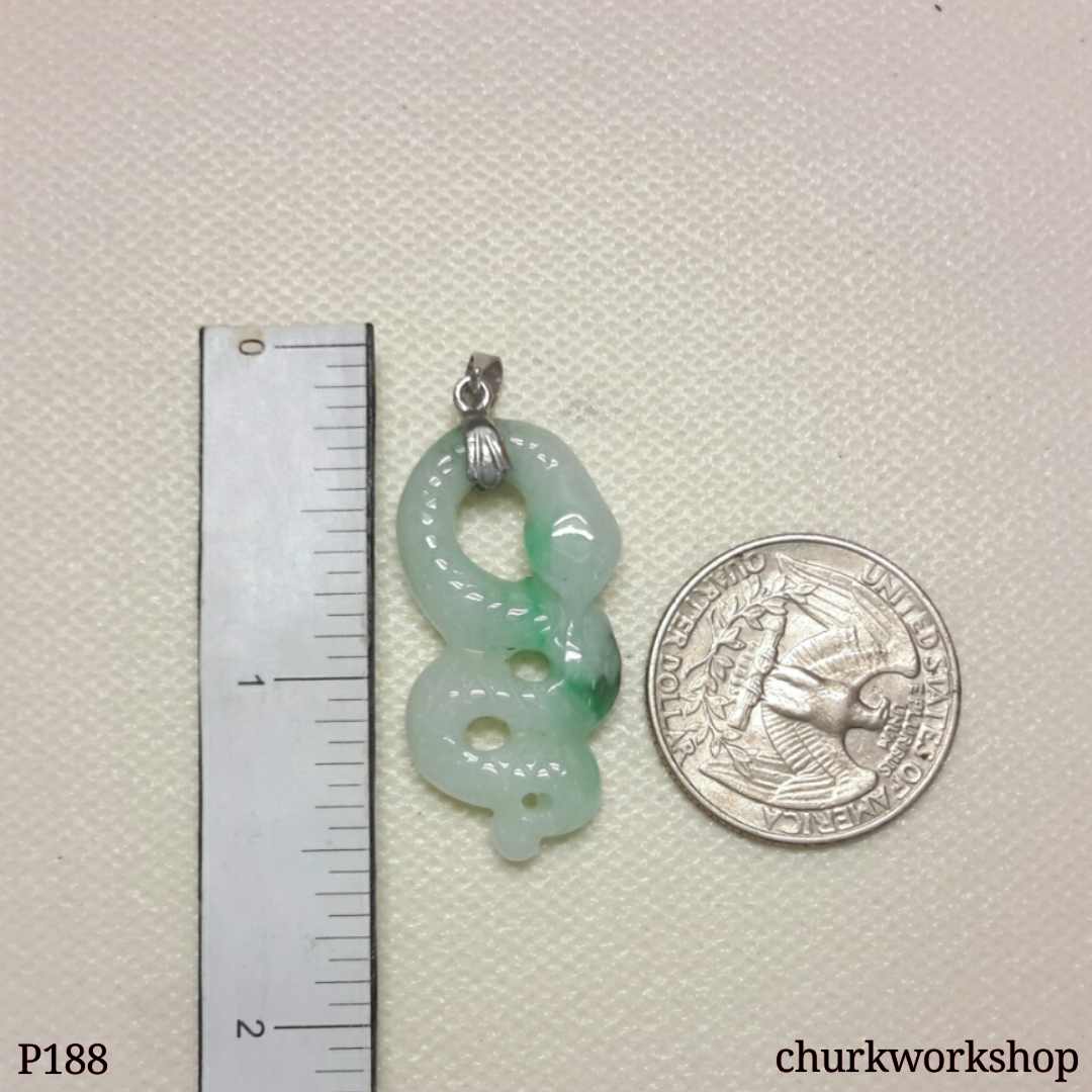 Natural color jade snake pendant