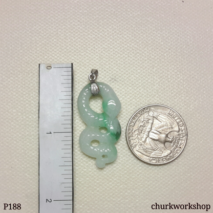 Natural color jade snake pendant