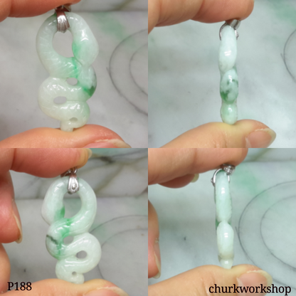 Natural color jade snake pendant