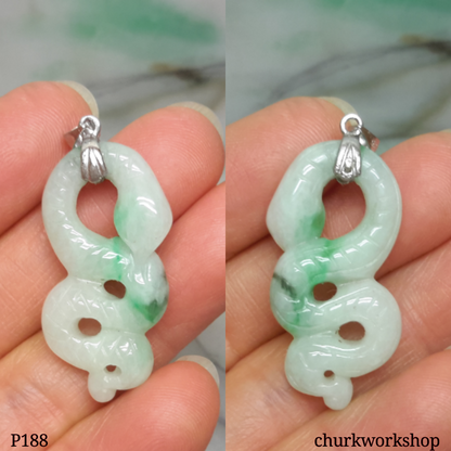 Natural color jade snake pendant